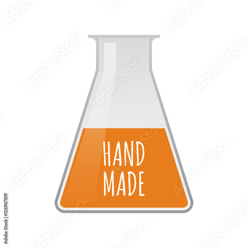 Isolated test tube with    the text HAND MADE