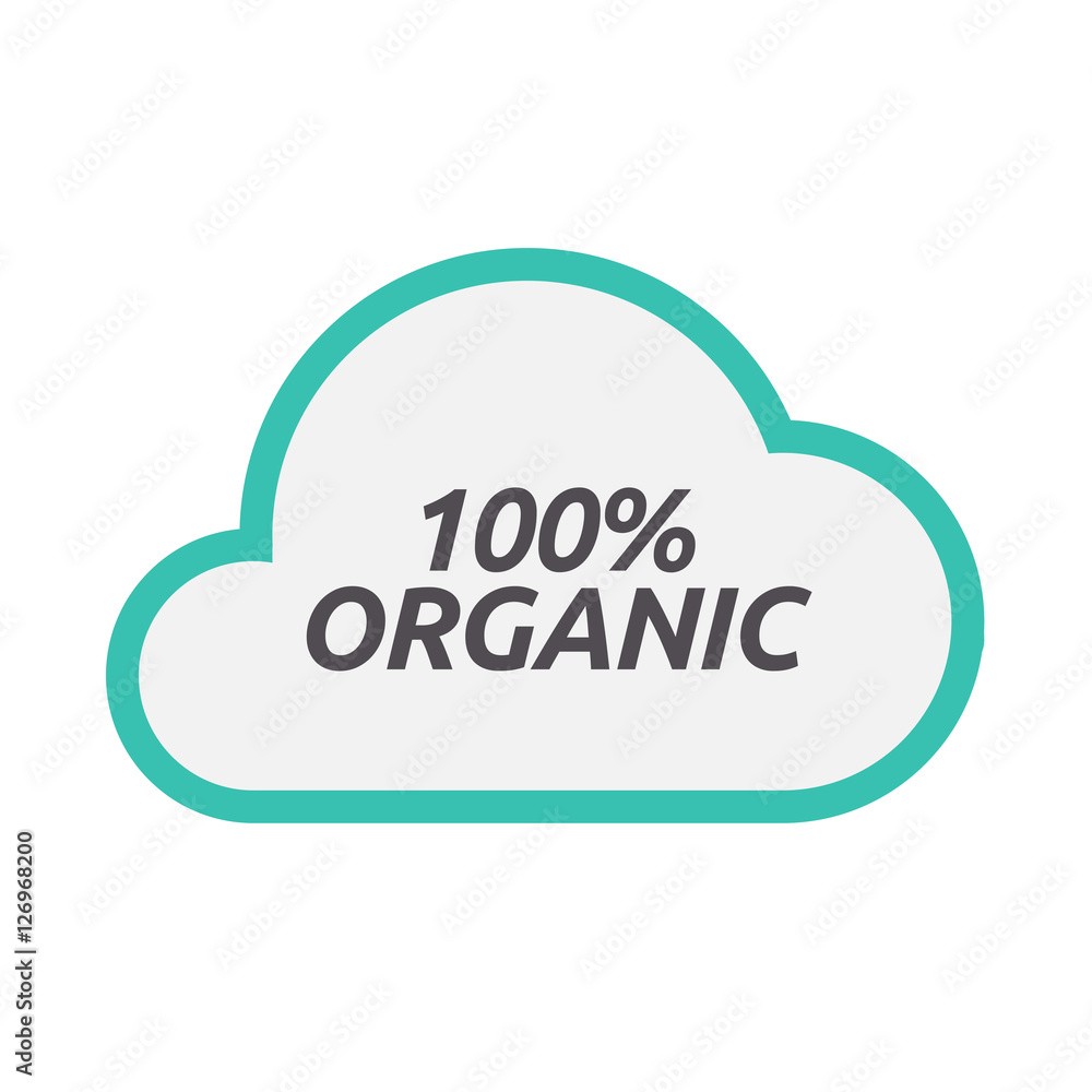 Isolated cloud icon with the text 100% ORGANIC Isolated cloud icon with the text 100% ORGANIC
