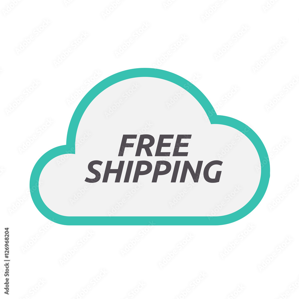 Isolated cloud icon with the text FREE SHIPPING Isolated cloud icon with the text FREE SHIPPING