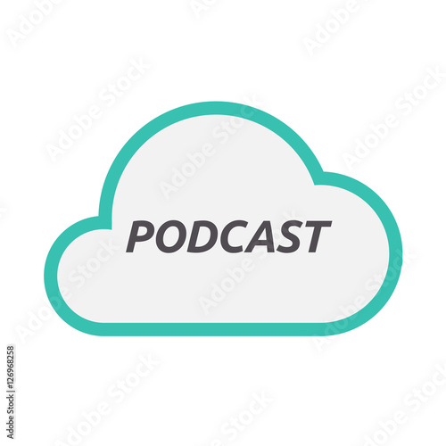 Isolated cloud icon with    the text PODCAST