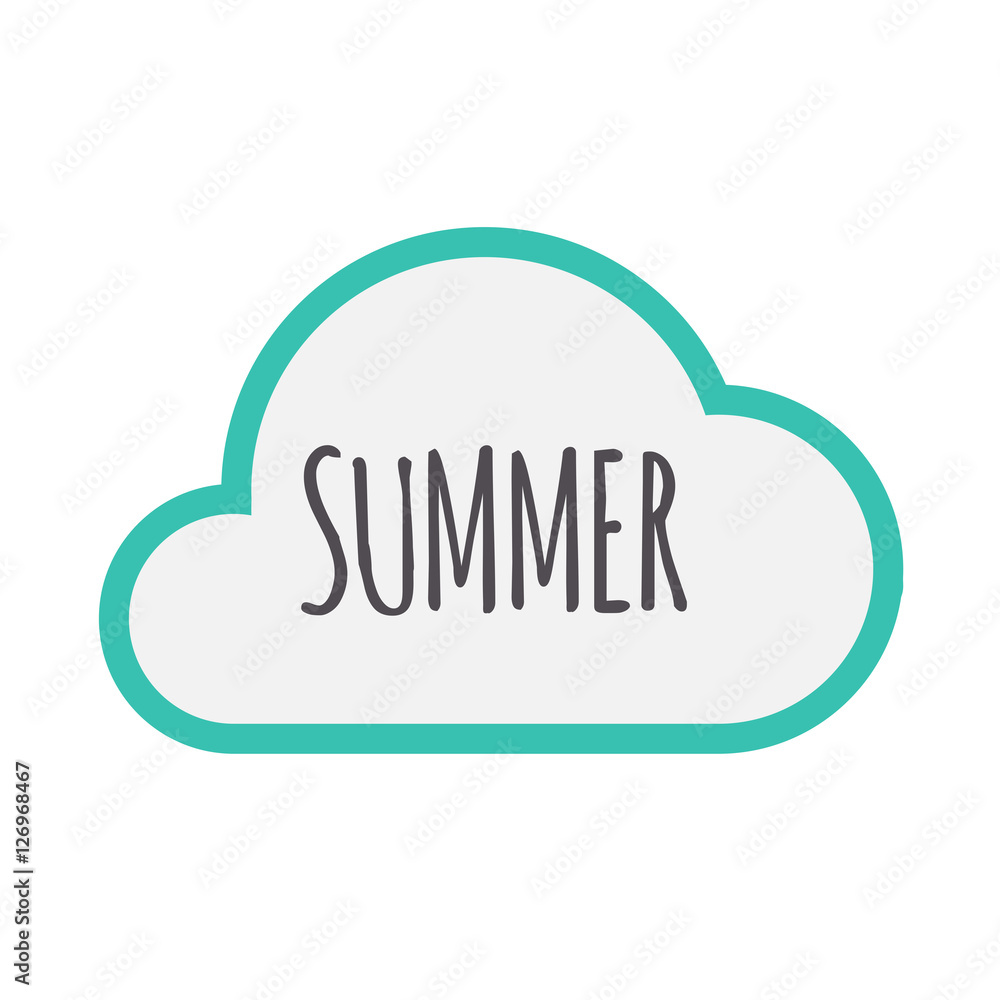 Isolated cloud icon with the text SUMMER Isolated cloud icon with the text SUMMER