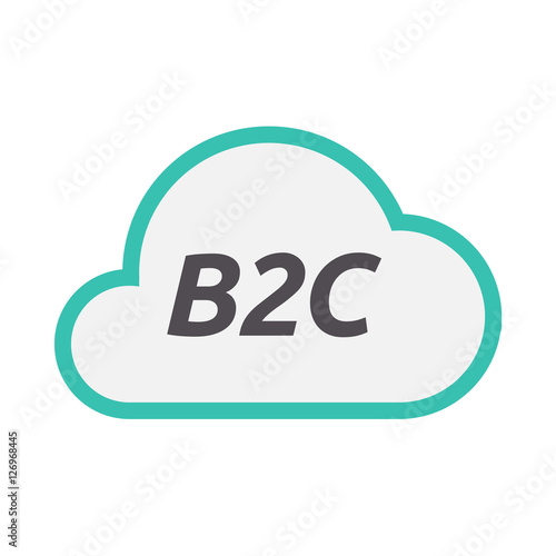 Isolated cloud icon with    the text B2C