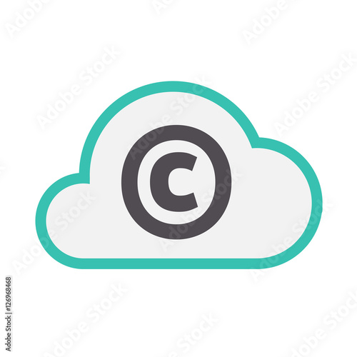 Isolated cloud icon with    the  copyright sign