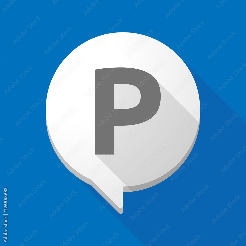 Long shadow comic balloon with the letter P Long shadow comic balloon with the letter P