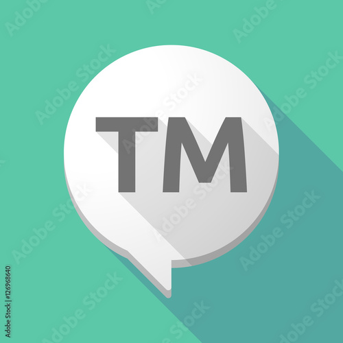 Long shadow comic balloon with    the text TM