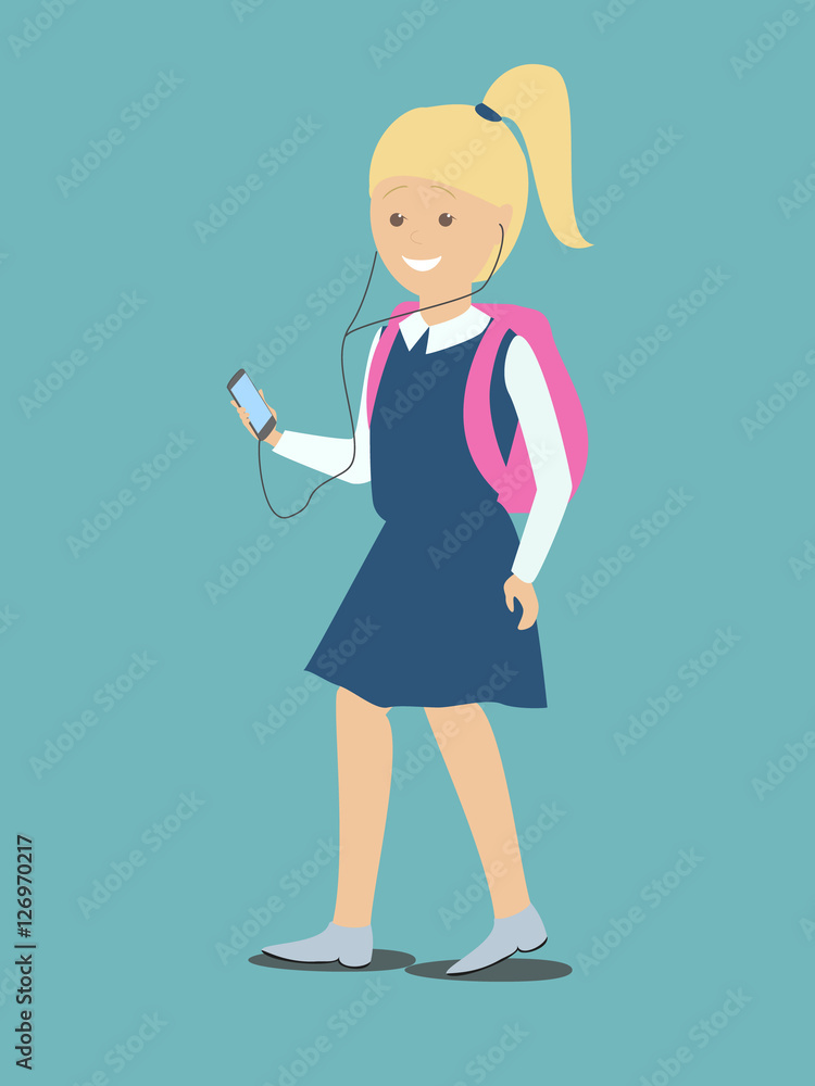 Girl with the phone. Children with gadgets. Vector flat Girl with the phone. Children with gadgets. Vector flat