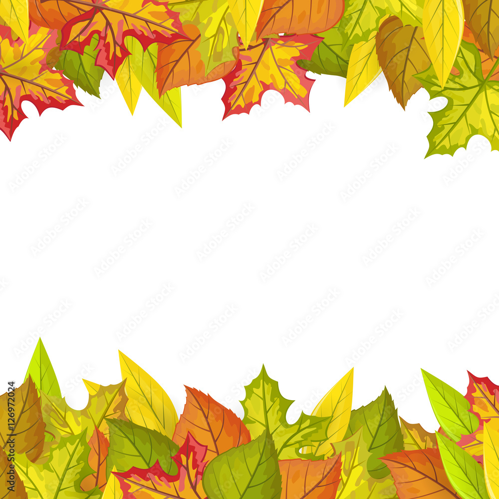 Obraz premium Autumn Leaves Vector Frame in Flat Design 