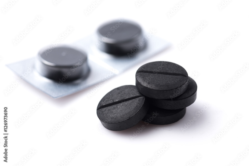 Activated carbon on white Activated carbon on white