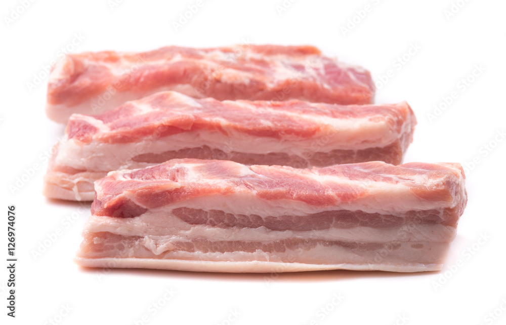 Pork belly on a white background