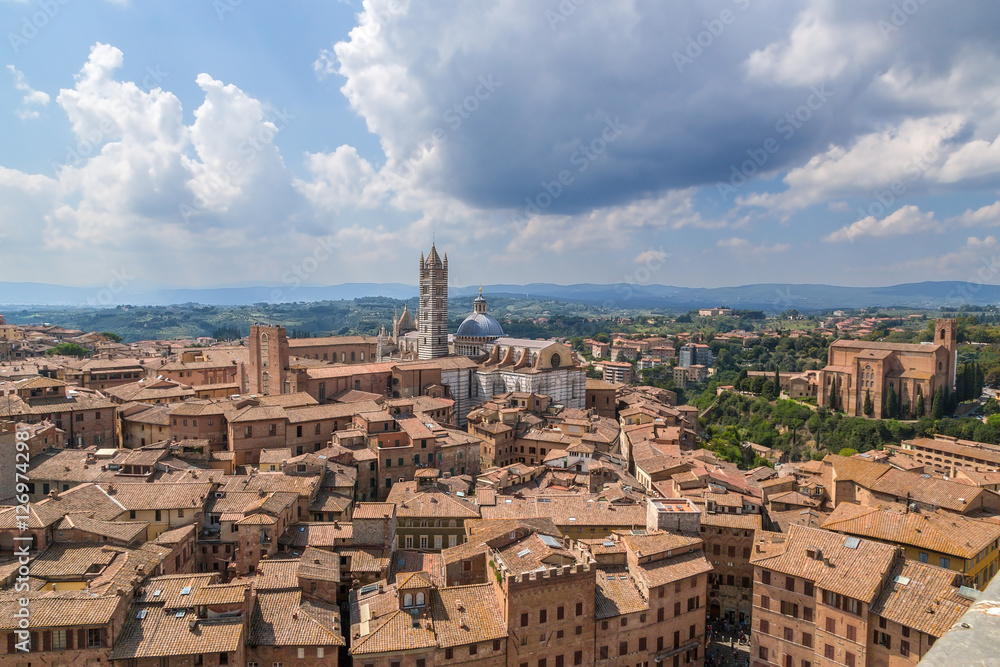Siena, Italy. View of the historic medieval city center (UNESCO)