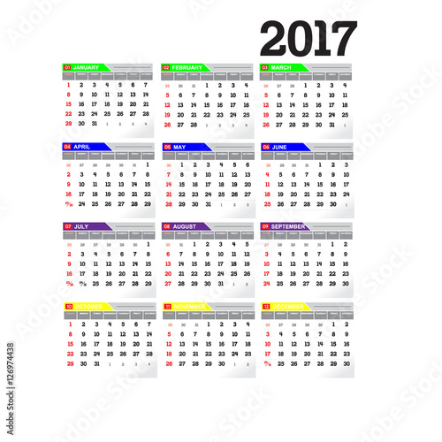 calender 2017 vector