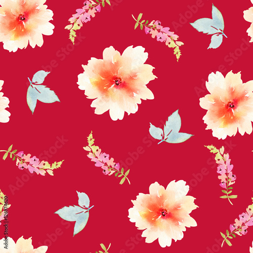 Seamless pattern with flowers watercolor