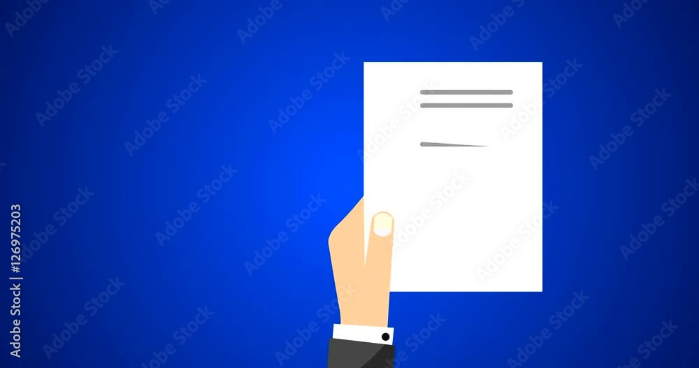 Contract Legal Document and Agreement Symbol With Stamp on White Paper Flat Vector 4k Animation in Blue Contract Legal Document and Agreement Symbol With Stamp on White Paper Flat Vector 4k Animation in Blue