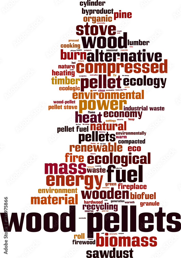 Wood pellets word cloud concept. Vector illustration