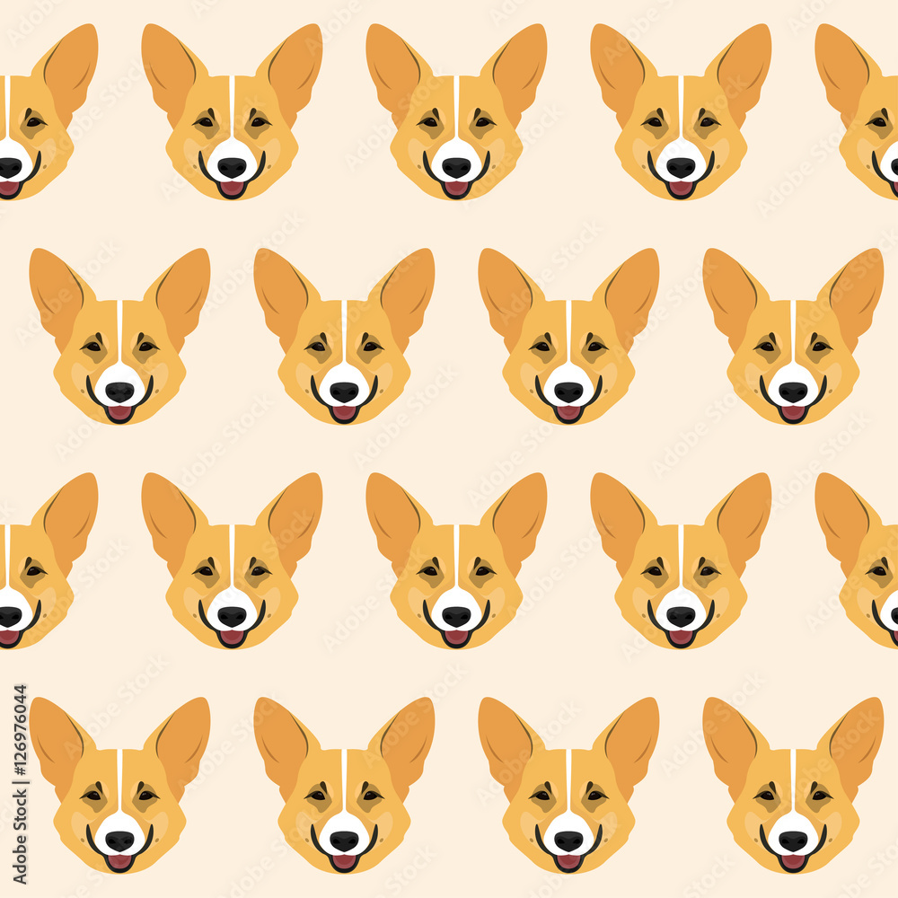 Corgi seamless pattern background. Nature, domestic animal theme Corgi seamless pattern background. Nature, domestic animal theme