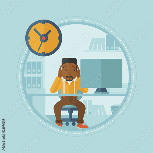 Tired employee unable to cope with deadline.