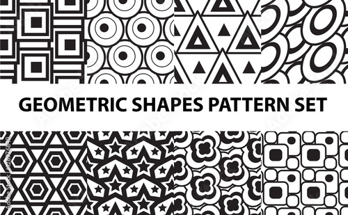 Geometric shapes pattern set, minimalist , Memphis style. Vector illustration