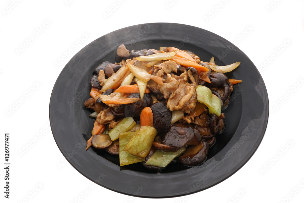 Chinese food. Fried mushrooms with vegetables Chinese food. Fried mushrooms with vegetables