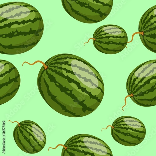 Seamless background with green watermelons. Vector illustration