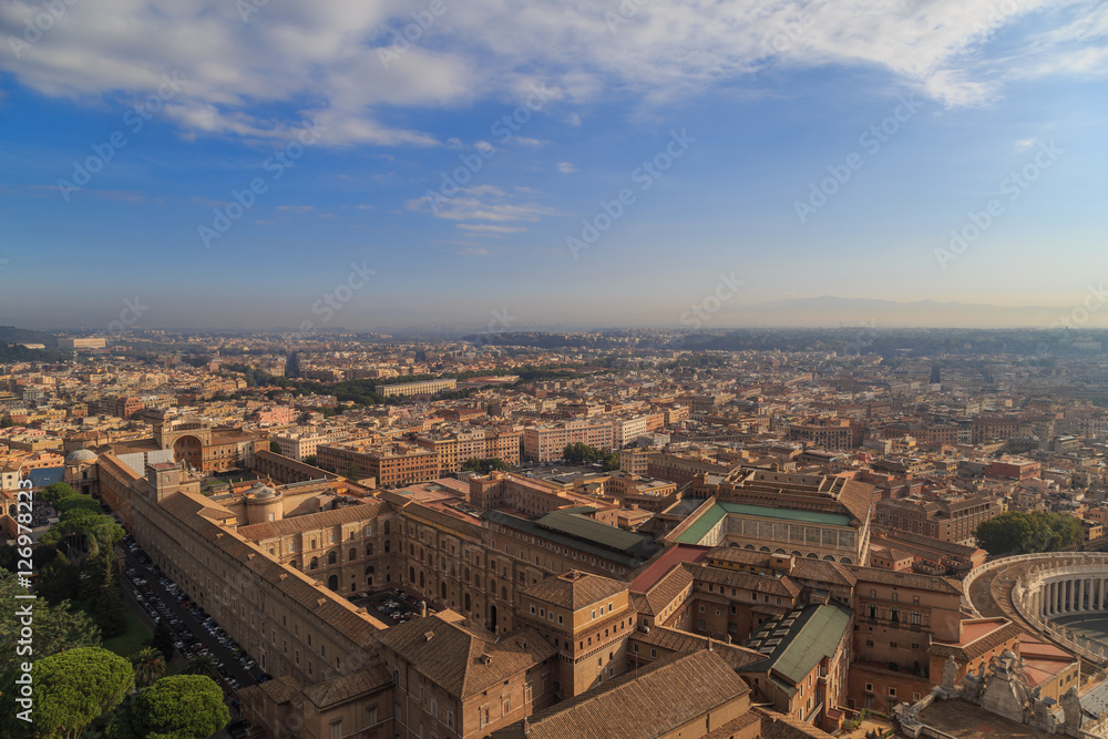 View of the palace of the Pope and Rome from the dome of St. Peter's