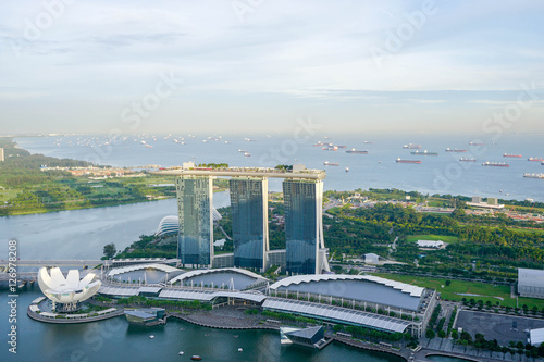 Bird-eye view on Marina Bay Sands in Singapore