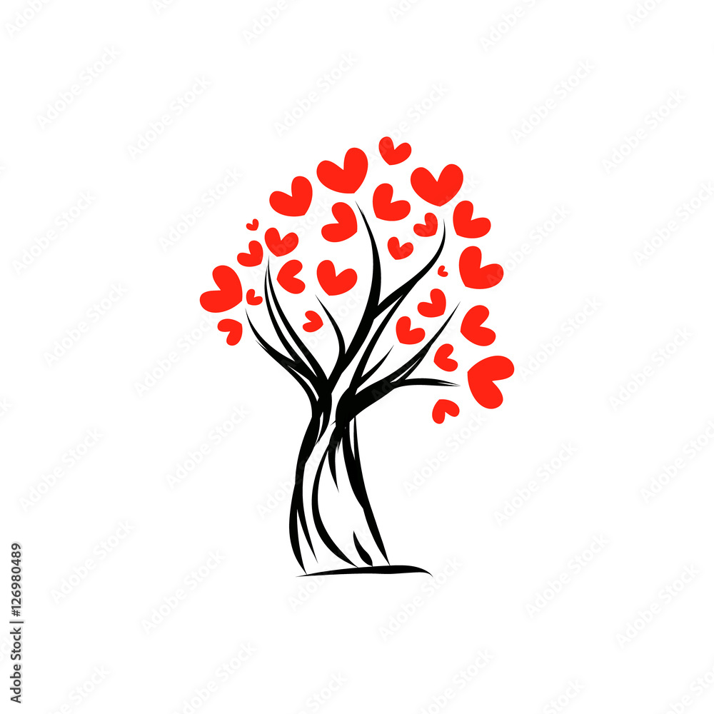 Tree with hearts vector