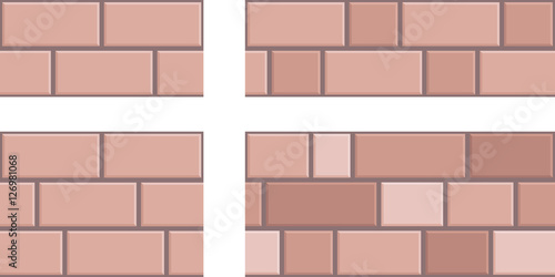 Brick walls. Four different versions of seamless pattern vectors with different backgrounds of vintage brick walls.