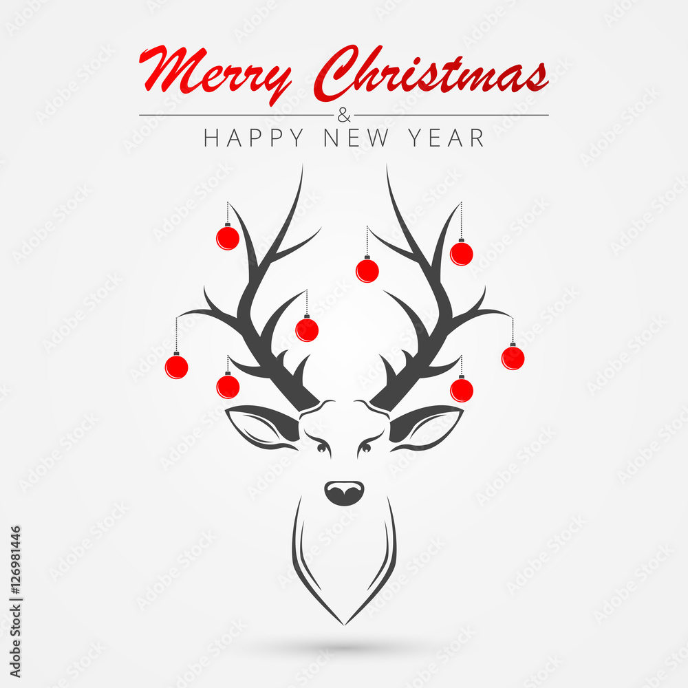 Naklejka premium Christmas card with deer. Vector
