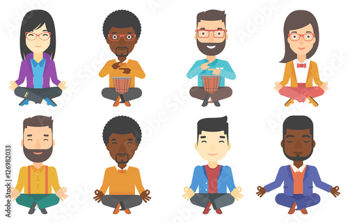 Vector set of musicians and business characters.