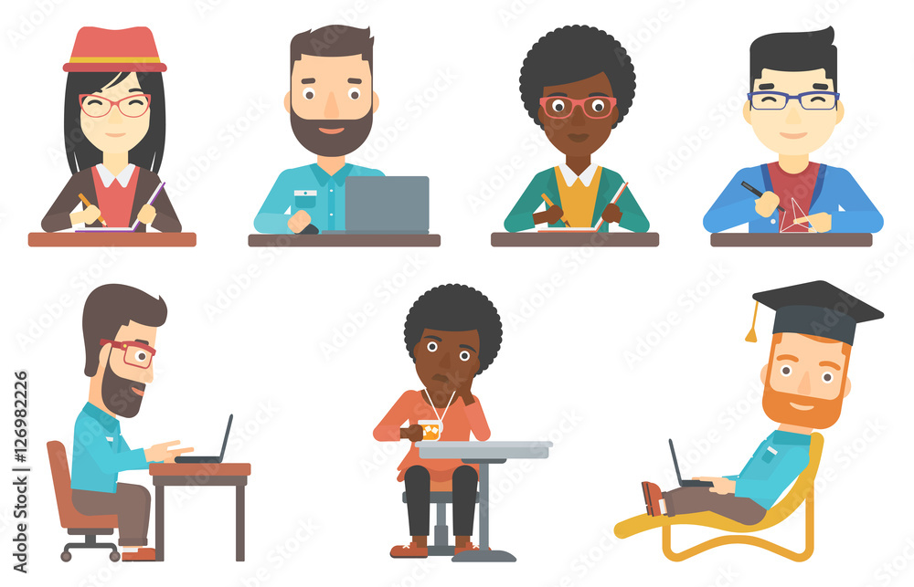 Vector set of bar customer and business characters Vector set of bar customer and business characters