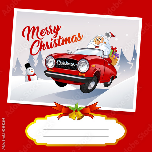 Wallpaper Mural Funny Santa Claus, he is driving a red car Torontodigital.ca