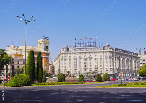 Spain, Madrid, Paseo del Prado, view towards the Palace Hotel.