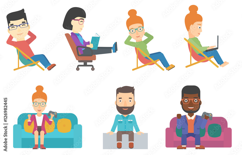 Vector set of business characters and tourists. Vector set of business characters and tourists.