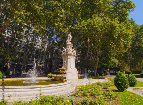 Spain, Madrid, Paseo del Prado, View of the Fountain of Apollo.