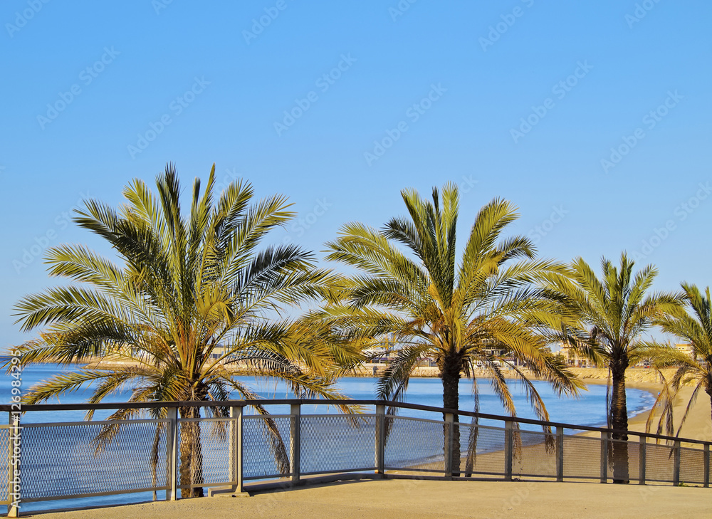 Spain, Catalonia, Tarragona, View of the beach.