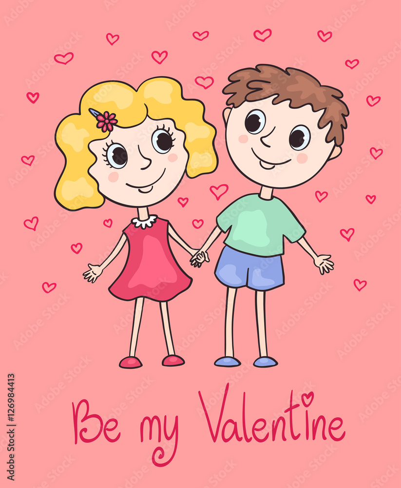 Cute Valentines card with children. Cute Valentines card with children.