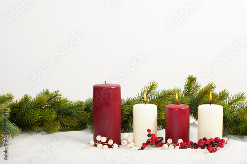 Christmas candles decoration with  copy space
