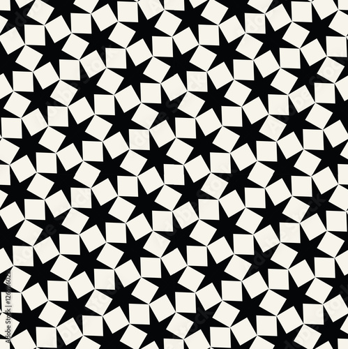 Abstract geometric black and white graphic design print stars pattern