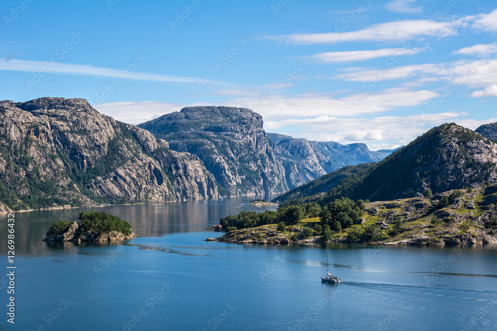 Fantastic nature landscape view of the fjord,   Norway, Europe