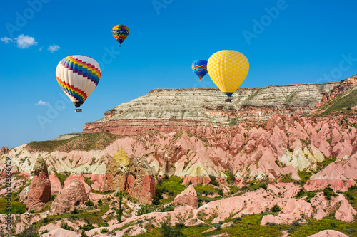 The great tourist attraction of Cappadocia - balloon flight. Turkey