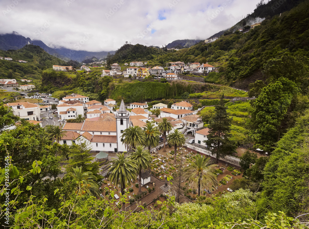 Portugal, Madeira, Sao Vicente, Elevated view of the Old Town..