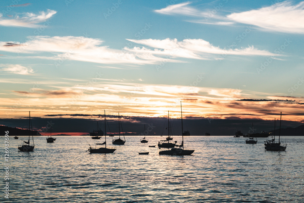 Sunset at Kitsilano Beach in Vancouver, Canada