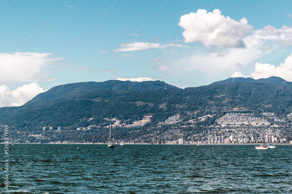 West Vancouver view from Kitsilano Beach in Vancouver, Canada