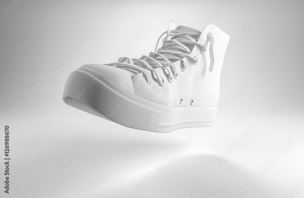 3d render of a white lace up sports shoe - obrazy, fototapety, plakaty 