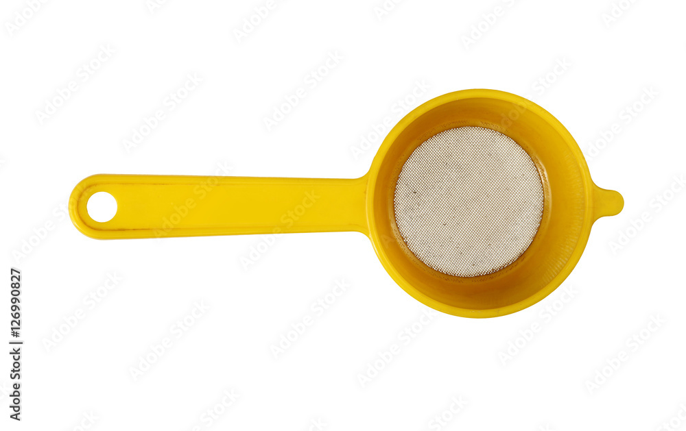 Yellow plastic colander Yellow plastic colander