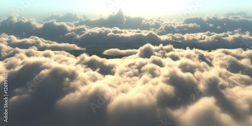 Fototapeta Naklejka Na Ścianę i Meble -  fly over clouds sunset