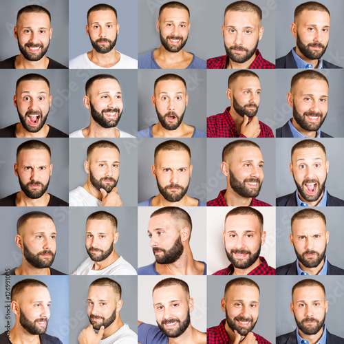 collage di viso di uomo con diverse espressioni  © Lsantilli