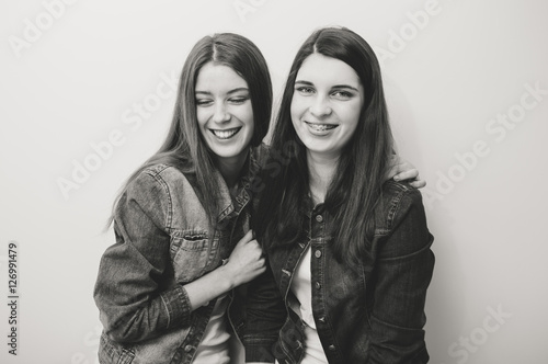 Two fashion young women posing in studio © stormy