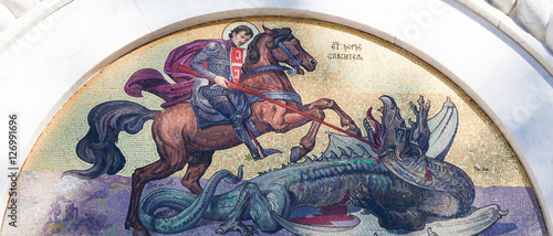 Obraz na plátně Mosaic of Saint George at the Church of Saint Sava in Belgrade