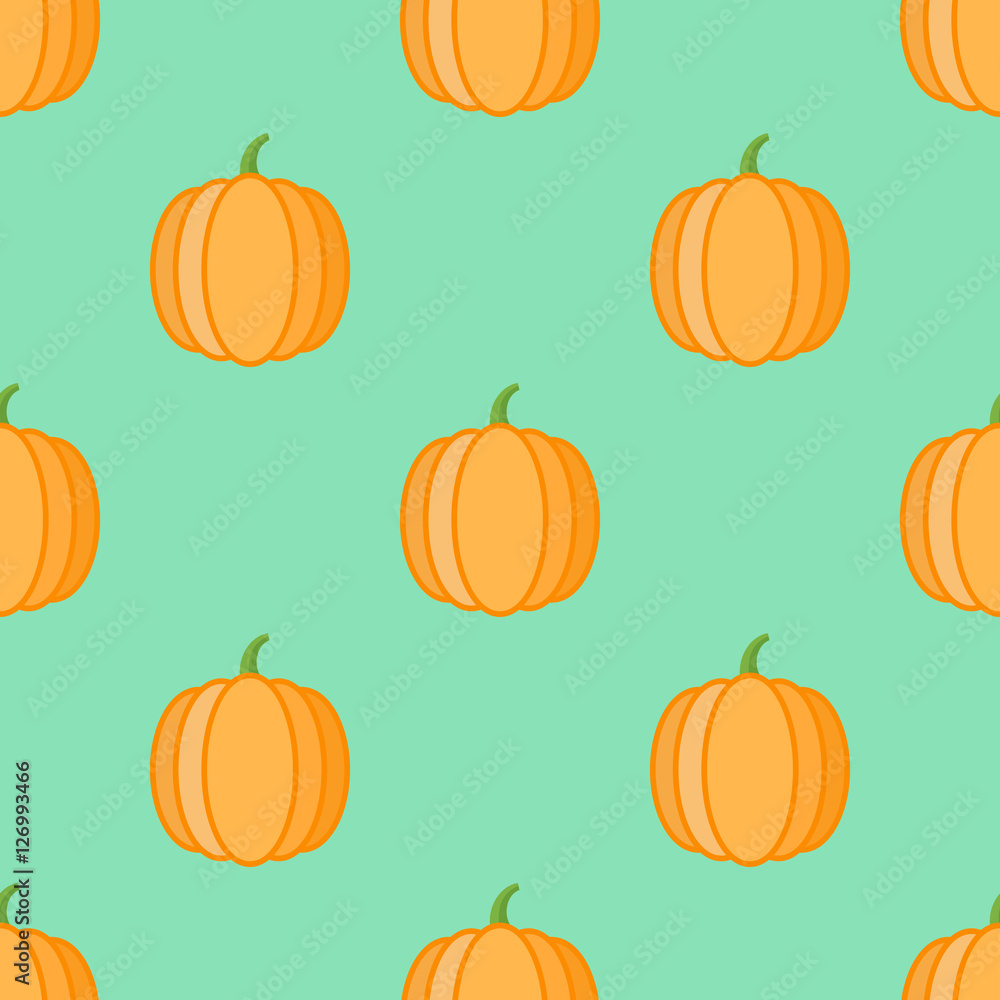 Seamless pattern with pumpkins on green background. Vector texture. Seamless pattern with pumpkins on green background. Vector texture.